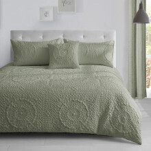 (Sage, Single) Pinsonic Floral Duvet Cover Set – Embossed Medallion Design, Ultra Soft & Lightweight Bedding – Elegant Minimalist Look, Easy Care