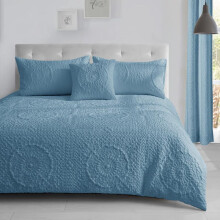 (Ocean, Single) Pinsonic Floral Duvet Cover Set – Embossed Medallion Design, Ultra Soft & Lightweight Bedding – Elegant Minimalist Look, Easy Care