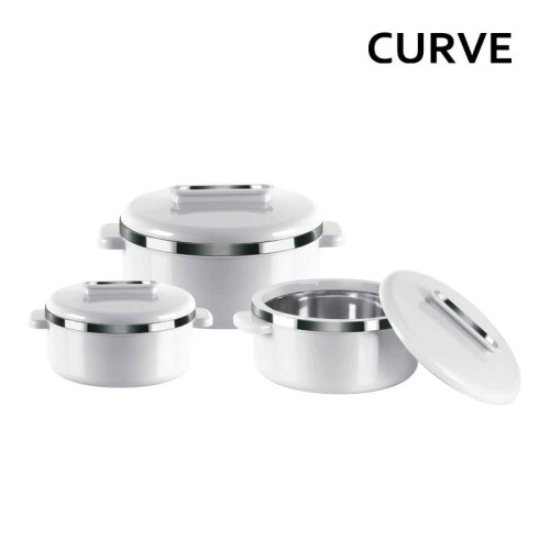 (3pc White) Insulated Hot Pot Set Tableware Insulated Casserole Set Cookware Dish Kitchen