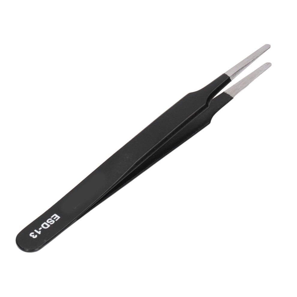 Static Resistant Stainless Steel Tweezers ESD-13, 120mm Flat Head