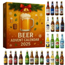 Calendrier de l'Avent Bière 2025 – Une sélection de 24 mini bières, un coffret cadeau festif pour les amateurs de bière (2D).