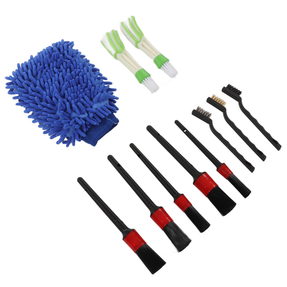 11Pcs Car Detailing Brush Set, Plastic, Interior & Exterior, Blue 4641357449652