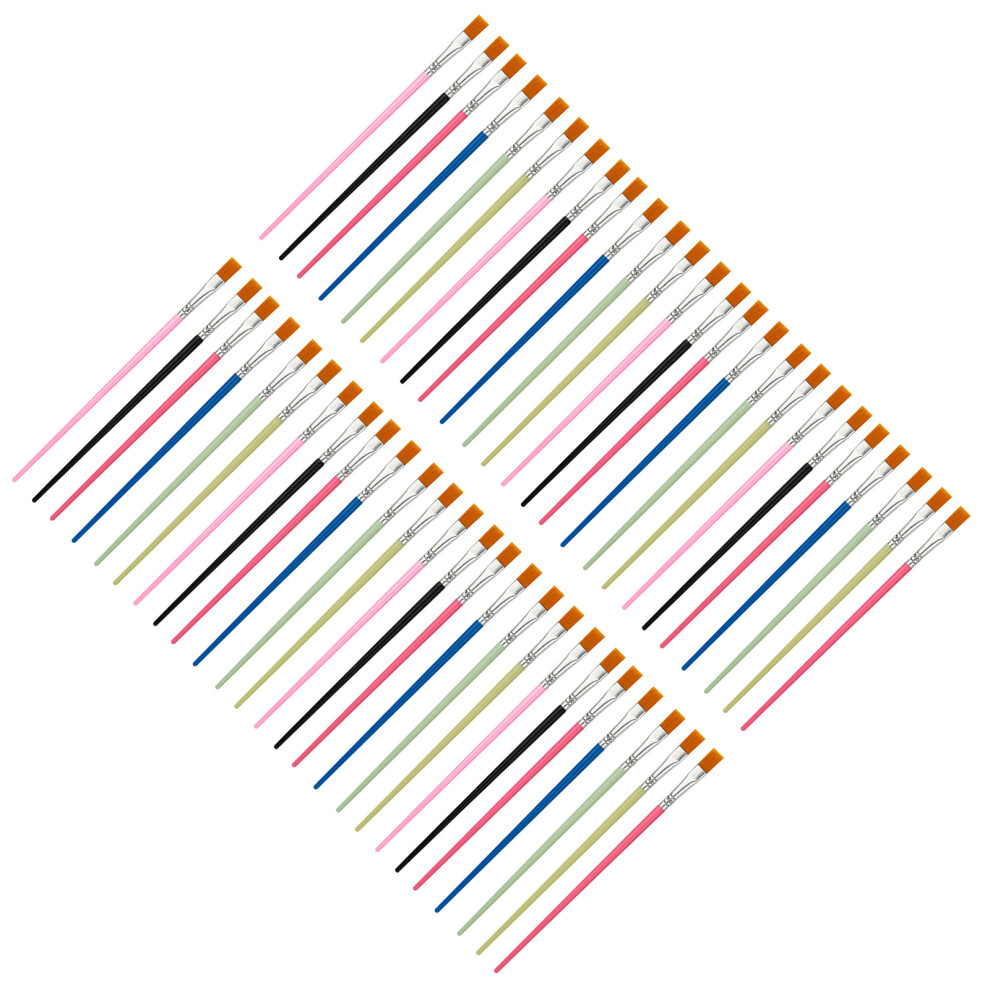 Pack Of 50 Paint Brushes For Watercolor-16.5 Flat Head Mixed 7754000242672