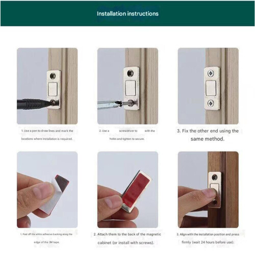 Quick Install Silver Metal Cabinet Door Magnet Strong Hold-6 1