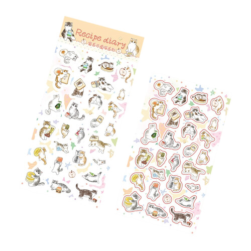 Adorable Cats Face Shaped Sticker Variety Pack Paper Texture-1