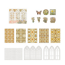 Retro Hollowed Flower Window Art Cardstock Adhesive PET-2