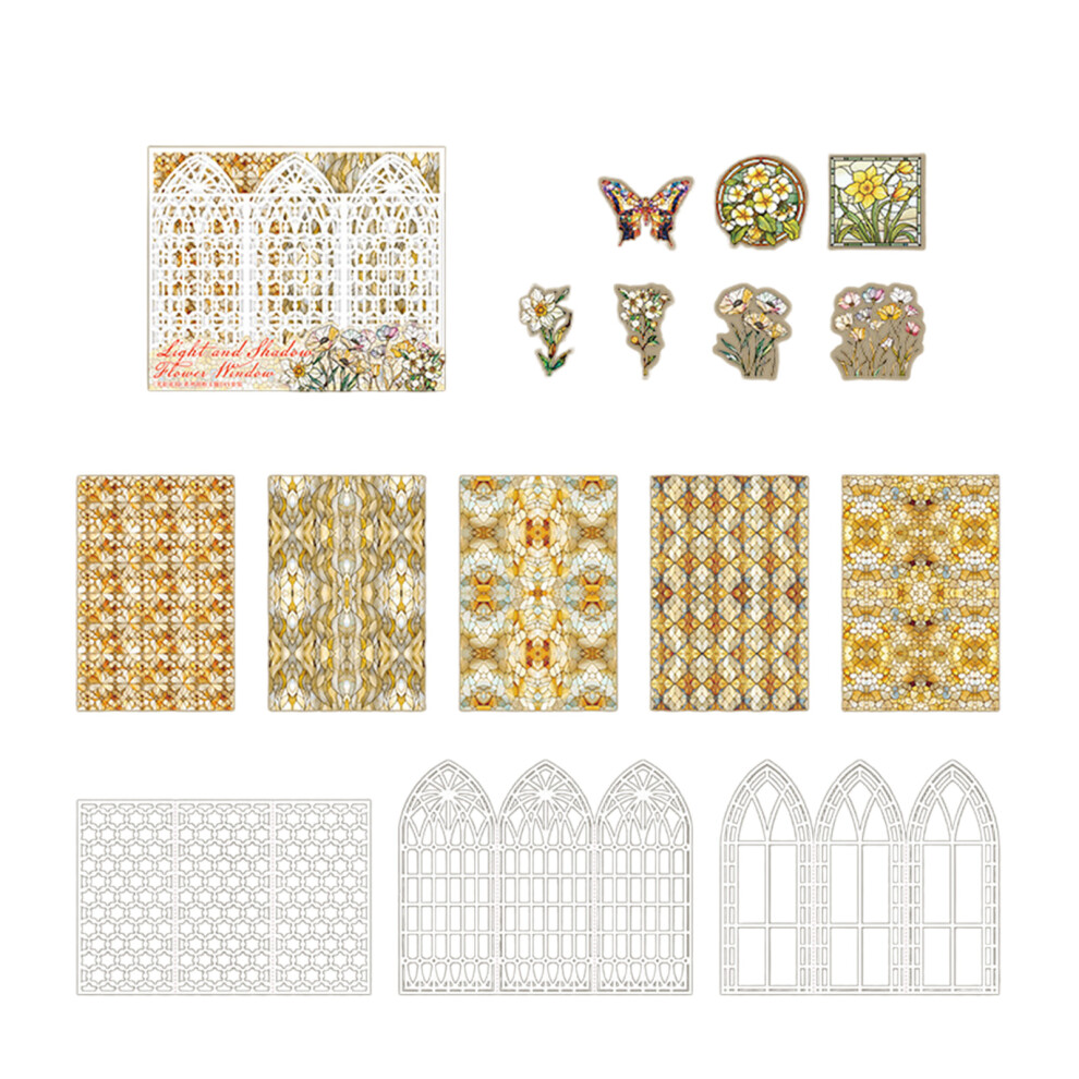 Retro Hollowed Flower Window Art Cardstock Adhesive PET-2-image-OPC-PMPDP8M-NEW