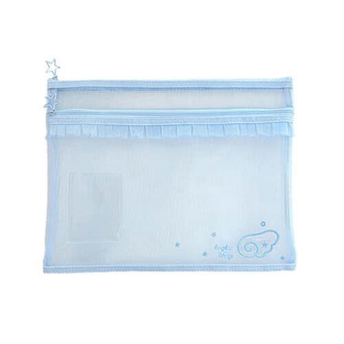 Double Layered Pencil Case High Capacity-Blue document bag