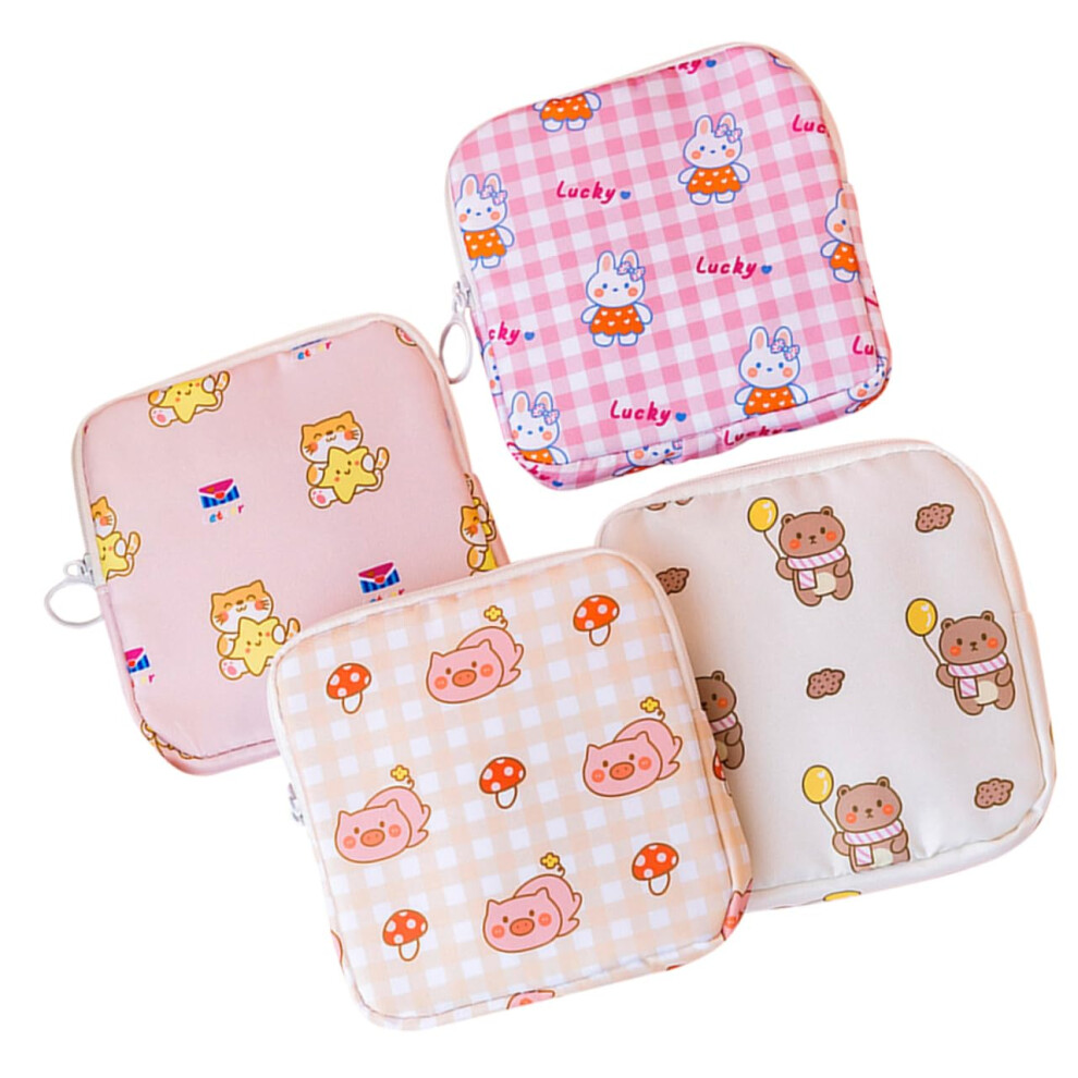 Period Bag 4 Pack Multi Function Compact Tampon Holder Portable Zipper Sanitary Pouch