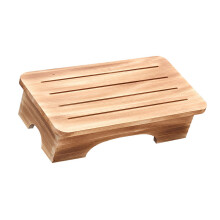Holz-Fußhocker,-Helle Backfarbe. Kleine Trompete