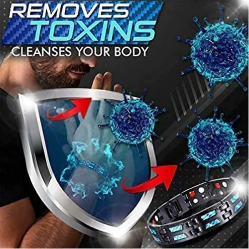 Βραχιόλι τιτανίου Power Magnetic 2023 Carbon Blue Therapy, Βραχιόλι σύσφιξης σώματος με μαγνη 2