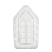 (As show, One size) House Candle Holder Silicone Mold DIY Handmade Window Houses Plaster Concrete Resin Candlestick Craft Casting Molds L