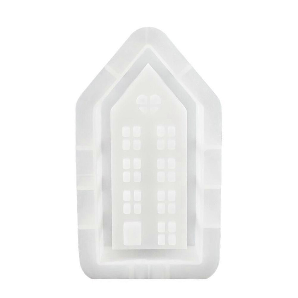 Kikidex (As Show, One Size) House Candle Holder Silicone Mold Diy Handmade Window Houses Plaster Concrete Resin Candlestick Craft Casting Molds L White