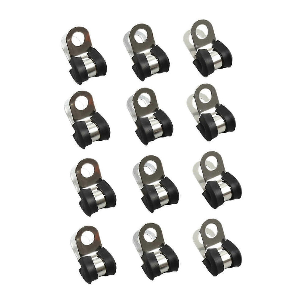 Kikidex (As Show, One Size) 12X Cable Clamps 3/16 Replace Marine Brake Pipe Clamp Rubber Lined P Clips