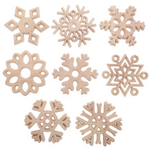 32Pcs Handmade Beige Wooden Snowflake Cutouts for Wedding Decorations