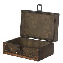 2Pcs Vintage Wooden Treasure Chest For Jewelry And Keepsakes Storage