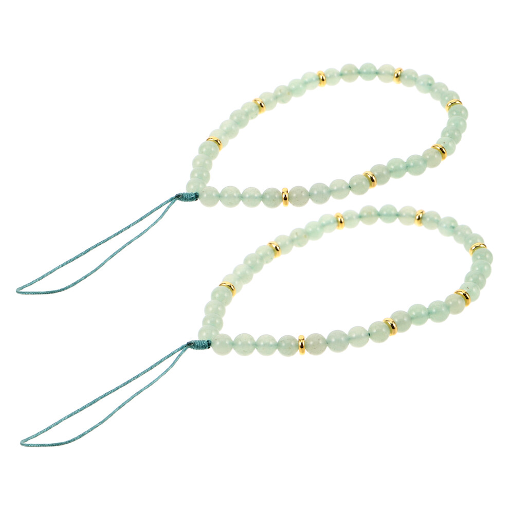 6Pcs Crystal Phone Chain Wristlet Beaded Anti-Lost Mobile Strap Green 3403920156968