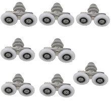 (As show, One size) Shower Door Wheels, 8pcs Double Twin Top / Bottom Shower Door Rollers / Runners / Pulleys / Wheels Bathroom Replacement Parts