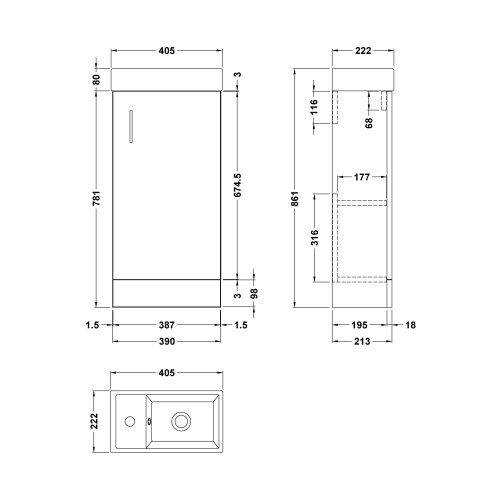 Harley 400mm Gloss White Floor Standing Unit 2