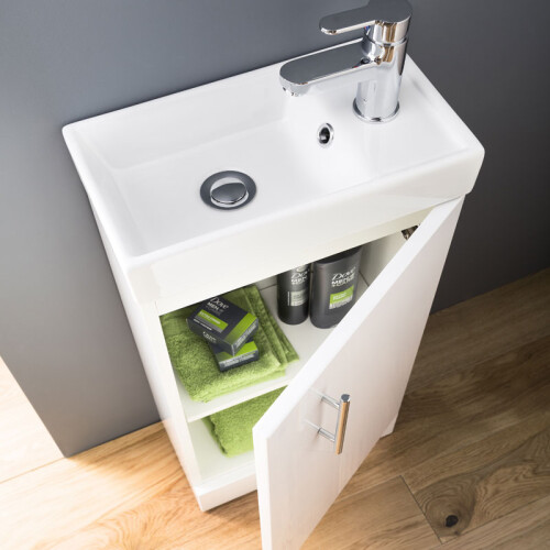 Harley 400mm Gloss White Floor Standing Unit 1