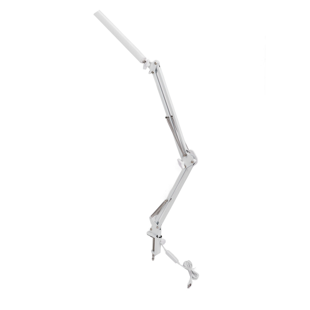 White Multi-Use Led Swing Arm Desk Lamp With Clamp For Study & Office