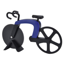 Fahrrad-Pizzaschneider Rad - Edelstahl Fahrradform, 18,5 cm Blau