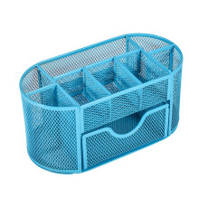 Tischplaner mit mehreren Fächern aus Metallnetz für-Blau