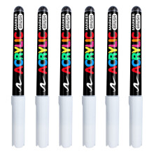 Weißer Markierungsstift auf Wasserbasis, schnell trocknende-6PCS