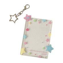 3 inch fotovitrine kaartbeschermer met-roze blauwe sterren
