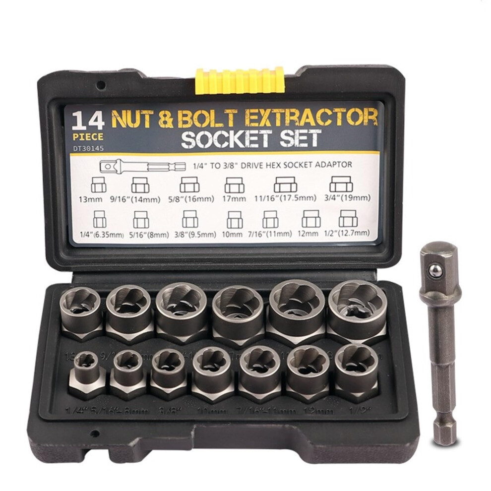 14Pc 3/8 Inch Socket Set Damaged Impact Socket Tool Set Nut And Bolt Extractor, Impact Bolt Remover Sockets 9105992877065