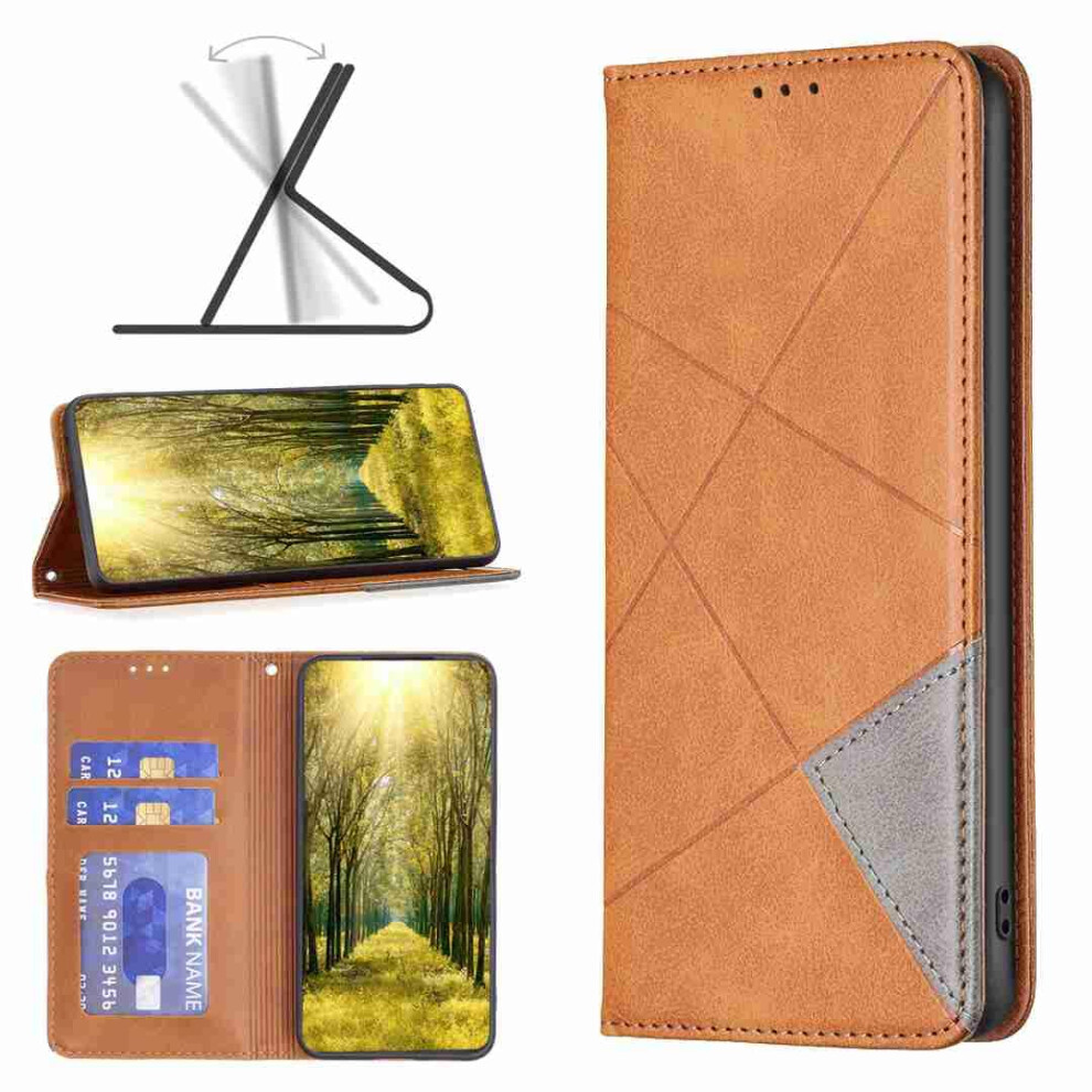 Case For Samsung Galaxy A35 Leather Flip Wallet Card Slots Rhombic Bumper Shockproof Magnetic Clasp Kickstand Yellow 9339159951170