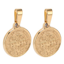 Elegant 2 Pack St Benedict Double Sided Relief Pendants Stainless Steel