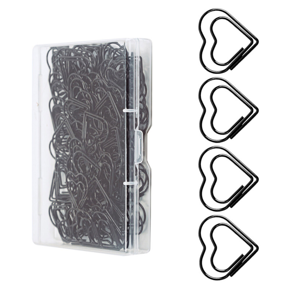 100/200Pcs Heart Shape Metal Paper Clip-Regular Love Black 1 7754000245383