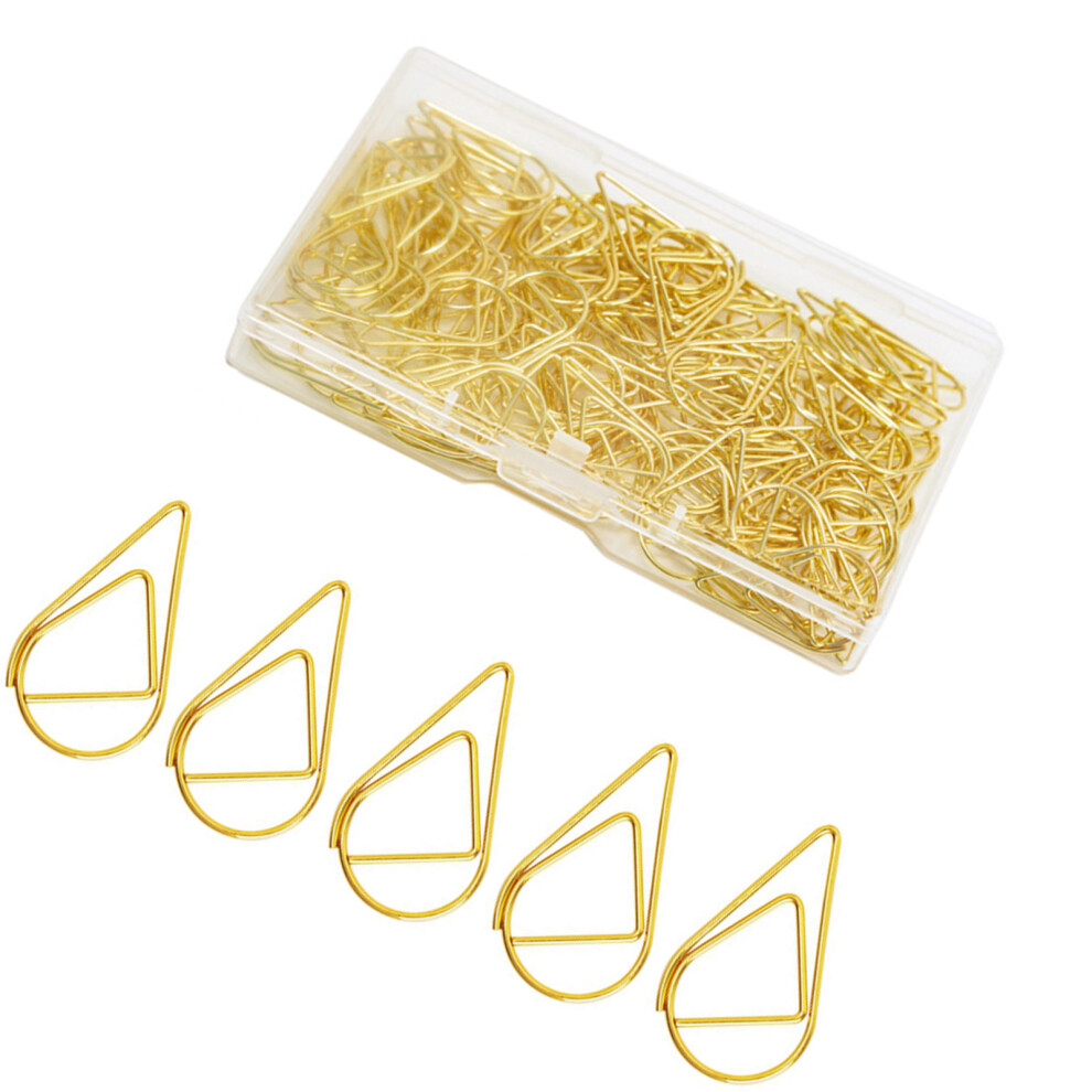 100/200Pcs Heart Shape Metal Paper Clip-Water Drop Gold 100 7754000245710