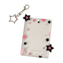 3 inch helder acryl kaarthoesje met-zwart roze sterren