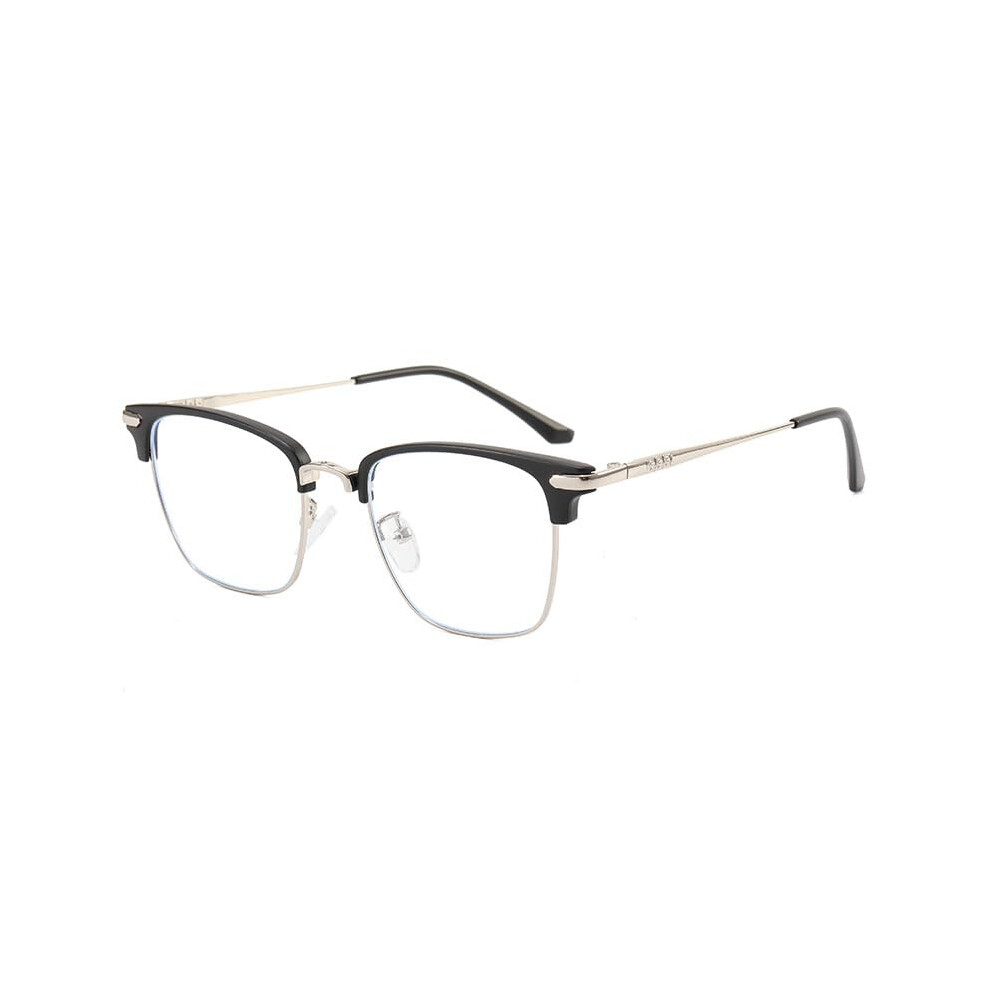Blue/Light Reading Glasses Anti Computer Eyeglasses Fatigue Relief Flat Mirror Sand Black Silver +1.50 Diopter