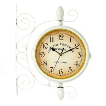 Two Faces Double Sides Clock Paddington Station Clock Decorative Wrought Iron Hanging Clock Indoor Outdoor Garden