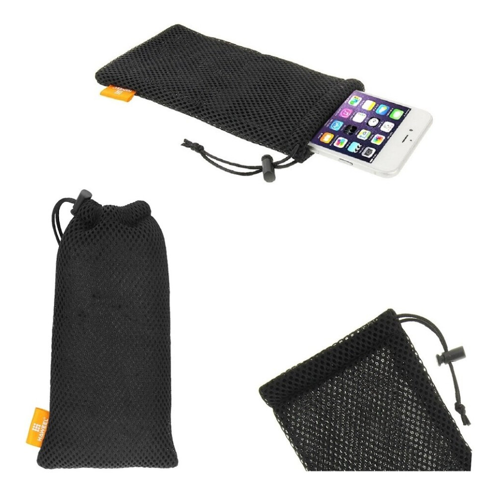 Universal Nylon Mesh Pouch Bag With Chain And Loop Closure For Samsung Galaxy A7 (2016) Black 9067246473181