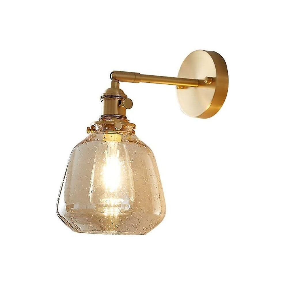 Kikidex (As Show, One Size) Simple Style E27 Brass Wall Lamp, Suitable For Corridors, Attics, Passages, Equipment Wall Lights Golden