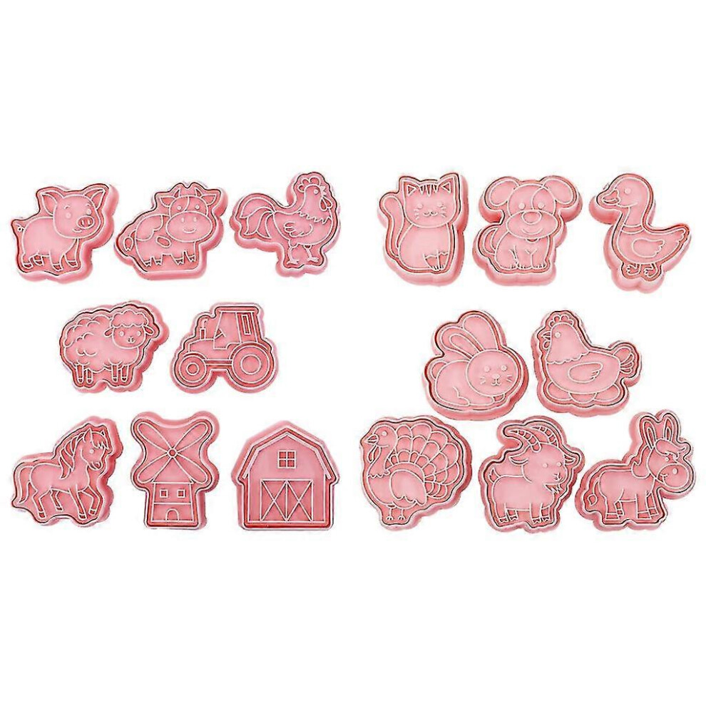 Kikidex (As Show, One Size) 16Pcs Farm Animals Pattern Biscuits Cutters Cookie Stamps Fondant Pastry Mould