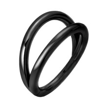 (0.12cmx1cm, Black) Nose Ring Double Open Nose Ring Stainless Steel Gifts Fashionable Hoop Septum Rings Nose Cuffs for Festivals Birthday Women