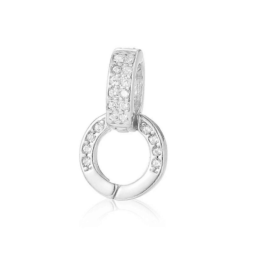 Kikidex (As Show, One Size) 925 Micro Pave Cz Pendant Bail Clasp Twister Connector For Diy Jewelry Silver