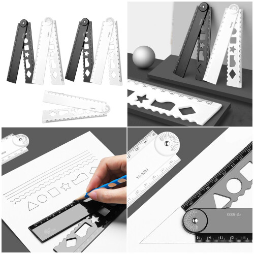 Règle de mesure pliable bicolore, construction avec coins 1