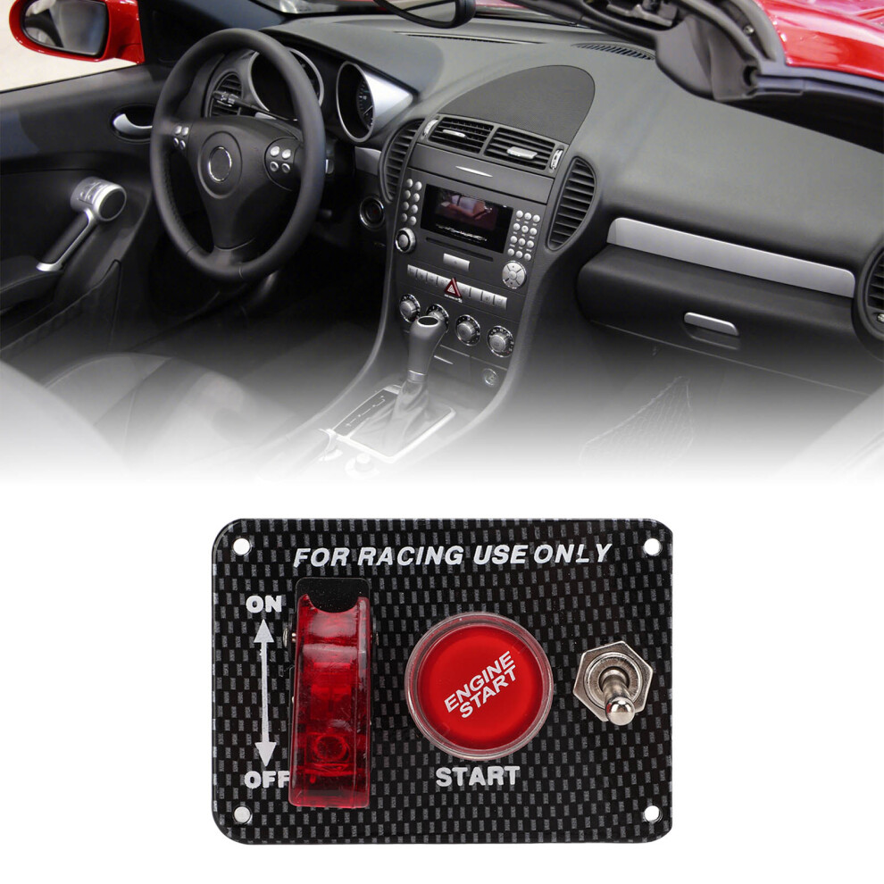 Universal Carbon Fiber Style 12V Ignition Switch Panel, Aluminium Alloy, 40A 8421357463454