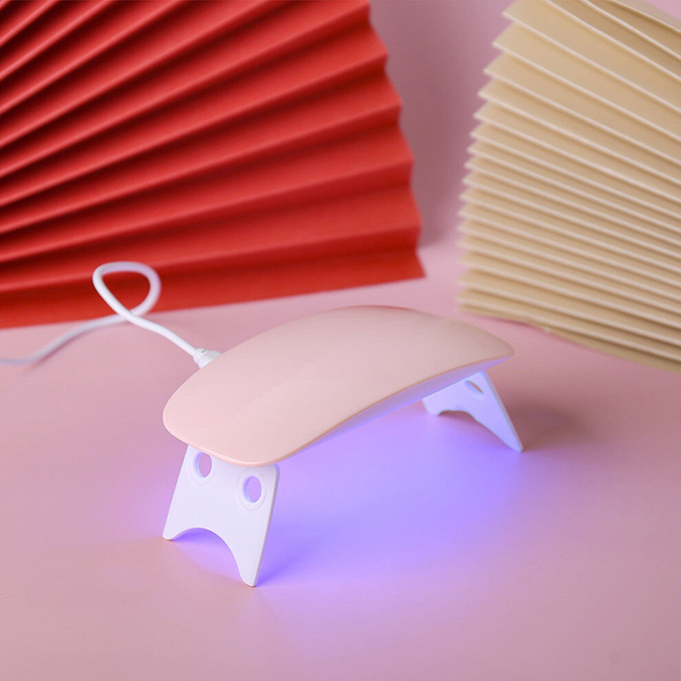 Pink/Light 6W Foldable Uv Led Nail Dryer Gel Polish With 6 Chips