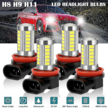4x H11 H9 H8 LED-Scheinwerfer-Set Fern-/Abblendlicht Nebelscheinwerfer 6500K Xenonweiß