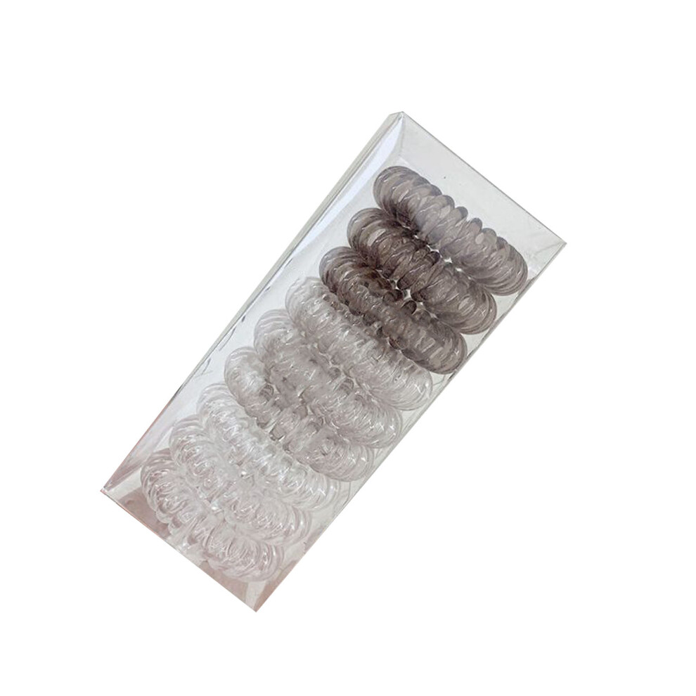 Gradient Gray Elastic Coil Phone Cord-Shaped Spiral Hair Ties for Girls