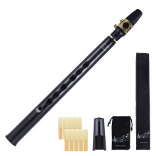 Mini Pocket Bb Saxophone with 10 Reeds & Carrying Bags, ABS, Black