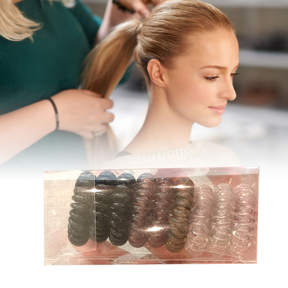 Gradient Black Plastic Spiral Hair Ties for Girls, Comfortable Wear