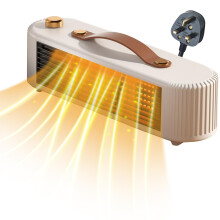 (Weiß) Tragbarer elektrischer PTC-Heizlüfter mit 2 Heizstufen, 800 W, energiesparend, mit Überhitzungs- und Kippschutz, für Büro, Schreibtis